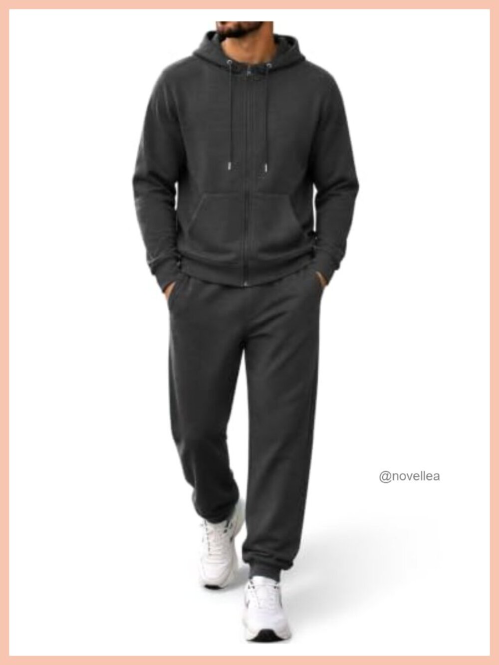 Men's 2 Piece Full Zip Hoodie & Jogger Sweatsuit Set Soft Knit Tracksuit